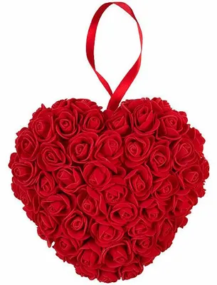 Image de Cœur en roses artificielles 20 cm avec boîte cadeau