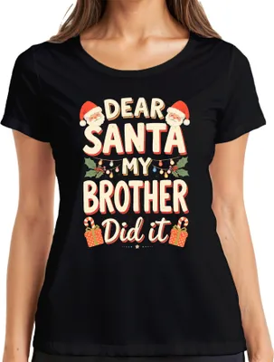 Produktbild von Dear Santa My Brother Weihnachtsgeschenk Lustig Weihnachten Humor Damen T-Shirt, Schwarz, XXL