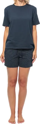Produktbild von Schiesser Baumwolle Schlafanzug Lounge Set bestehend aus einer kurzen Hose und einem Kurzarm-Shirt, Weiches Material mit hohem Baumwoll-Anteil, Hautfreundlich und elastisch