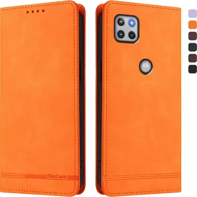Image de Etui pour Motorola Moto G 5G 2020, étui rétro en cuirPolyuréthaneavec support et fentes pour cartes Orange