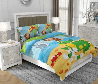 Obrázek produktu pro Povlečení 140x200 cm + 2x70x80 cm, 3dílná sada, 100% bavlna, satyna, zip, vícebarevná - SOVIO | So.0283