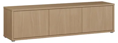 Productafbeelding van Forte ALICE SPRINGS TV-kast, modern-minimalistisch design, 3 deuren, lage kast, geschikt voor de woonkamer, gemaakt van houtvezel, met een elegante eikenhoutlook, afmetingen: 154,2 cm breed x 41,5 cm hoog x 34,9 cm diep