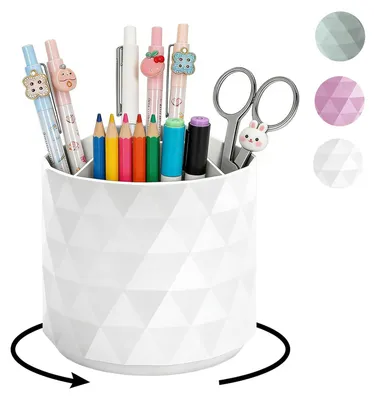 Produktbild von 360° drehbarer Stiftehalter, Schreibtisch-Organizer für Büro, Schule, Zuhause, Bastelbedarf (weiß)