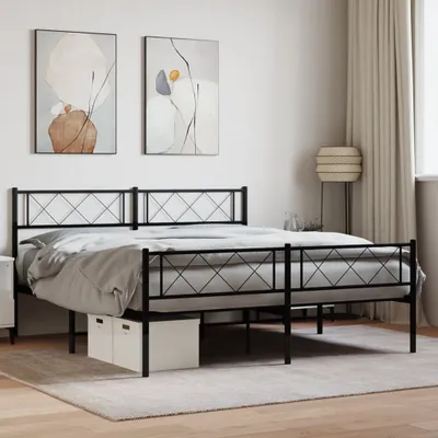 Produktbild von Maison Exclusive - Bettgestell mit Kopf- und Fußteil Metall Schwarz 140x190 cm