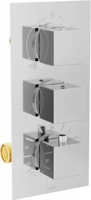 Produktbild von Mexen Cube Thermostat-Wannen-/Duschbatterie mit 3 Ausgängen, Chrom - 77503-00