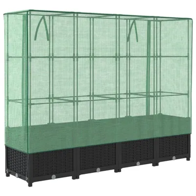 Produktbild von Hochbeet mit Gewächshausabdeckung Rattanoptik 160x40x138 cm