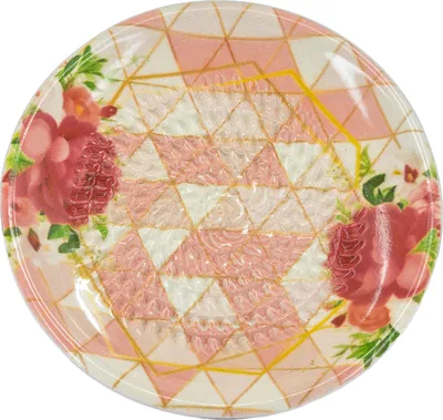 Immagine prodotto di Piatto in Vetroceramica Kaladia rosa con fiore rosa - piatto dipinto a mano con splendida decorazione - piatto per grattugiare - lavabile in lavastoviglie -  Spain