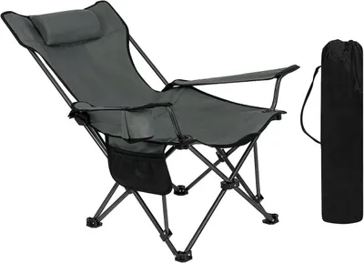 Produktbild von WOLTU Klappbarer Campingstuhl Leichter Angelstuhl mit Lehne Getränkehalter Grau