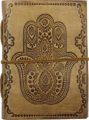Produktbild von Notizbuch aus Leder - hellbraun - Skizzenbuch - Tagebuch - Fatimas Hand - Hamsa