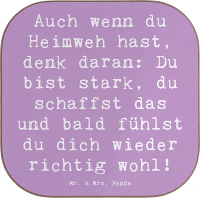 Produktbild von Mr. & Mrs. Panda Untersetzer für Gläser Spruch Heimweh überwinden - Lavendeltraum - Geschenk, durchhalten, Holzuntersetzer, Vertrauem, Tassenuntersetzer, Coaster, trösten