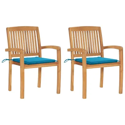 Imagen del producto de Sillas de jardín 2 uds con cojines madera maciza de teca azul