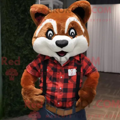 Produktbild von Braunes REDBROKOLY Roter Panda-Maskottchenkostüm mit Flanellhemd und Kummerbund