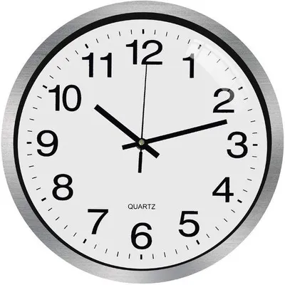 Image de Horloge murale moderne silencieuse, 30 cm, métal, blanc argenté