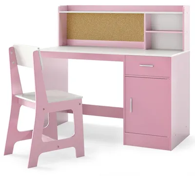 Immagine prodotto di Set scrivania e sedia per bambini con contenitore, MDF rosa
