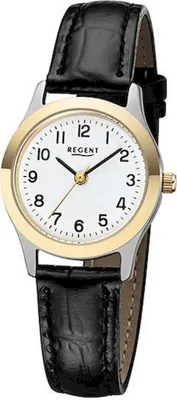 Produktbild von REGENT 2108240 Damenuhr Bicolor 27 mm Weiß Lederband 3 BAR