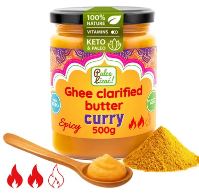 Produktbild von PALCE LIZAĆ Ghee Butter Curry würzig 500 g Geklärte | Ayurveda, Laktosefrei, Glutenfrei | Butterreinfett, nur aus der Milch von Weidekühen, Keto