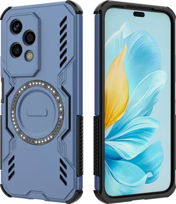 Image de Etui magnétique pour Honor 200 Lite, bumper hybride PC et TPU, aérations pour la dissipation de la chaleur Etui Bleu