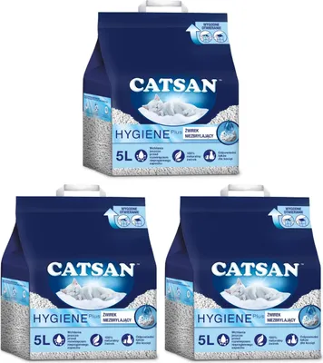 Produktbild von Catsan Hygiene plus Katzenstreu 3er-Pack 15l (3 x 5l)