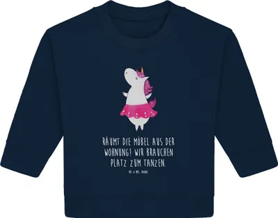 Produktbild von Mr. & Mrs. Panda Organic Baby Pullover Einhorn Ballerina 6. - 12. Monat - French Navy - Geschenk, Wohnung, Unicorn, Lebensfreude, Party, Tanzen, Geburtstag, Bullover