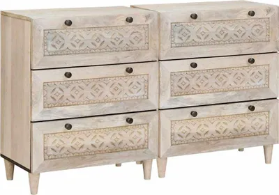 Obrázek produktu pro Maison Exclusive – příborník, 2 ks, bílý, 120 x 33,5 x 75 cm, masivní mangové dřevo