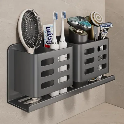 Produktbild von Zahnbürstenhalter aus Aluminium,Selbstklebende Aufhängehalterung, Duschzahnbürstenhalter, Rasiererhalter,geeignet für Zahnbürste,Zahnpasta, Rasierer