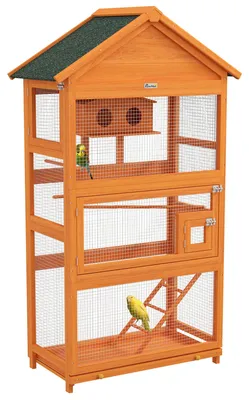 Immagine prodotto di Gabbia per uccelli - Gabbia in legno - Gabbia per pappagalli - Gabbia da esterno - Gabbia per parrocchetti - Dimensioni: 92x52x171 cm