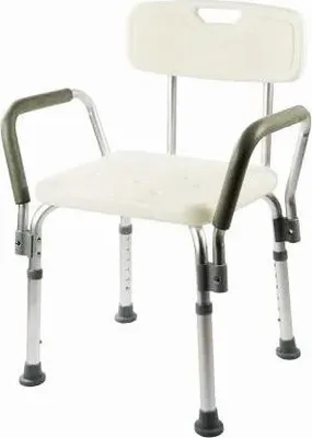 Produktbild von Duschstuhl mit ausziehbaren Armlehnen aus Aluminium und Polyethylen