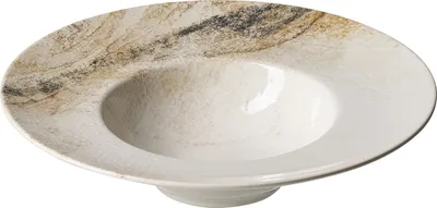 Obrázek produktu pro Talíř na těstoviny – bílý – hnědý – Ø 29 cm – kamenina