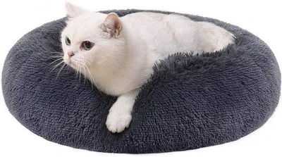 Immagine prodotto di Cuccia per cani e gatti, cuscino a ciambella, lavabile, diametro 50 cm, grigio scuro