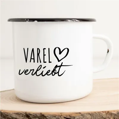 Produktbild von Huuraa Emaille Tasse Varel  Geschenk Kaffeebecher Vintage 300ml Varel  Präsent