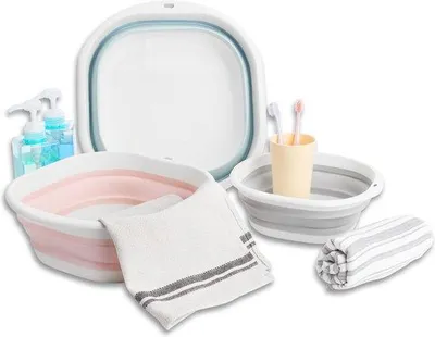 Produktbild von Famanu Faltbare Wannen Set mit 3 Haken - 2/3/5 l