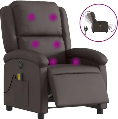 Produktbild von Massagesessel Elektrisch Dunkelbraun Echtleder