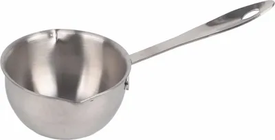 Produktbild von Boterwarmer Mini-Stahlpfanne mit Schenktuiten Induktionsboden zum Schmelzen von Schokolade Kaffee Tee Suppe Aufwärmen (300ML) aus Edelstahl.