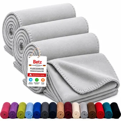 Produktbild von Betz Fleecedecke 3 Stück 130x170 cm 180g/m² – Wohndecke & Kuscheldecke – Flauschige Sofadecke Tagesdecke – Leicht, wärmend & pflegeleicht - silbergrau
