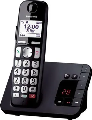 Produktbild von Panasonic KX-TGE260NLB, DECT-Telefon, Kabelloses Mobilteil, Freisprecheinrichtung, 200 Eintragungen, Anrufer-Identifikation, Schwarz