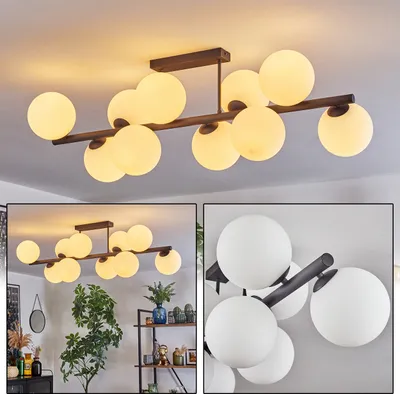 Produktbild von Fossobiubo Deckenlampe aus Metall/Glas in Schwarz/Weiß/Milchglas