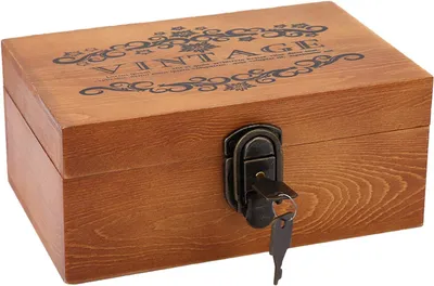 Productafbeelding van Kleine houten sieradendoos, vintage stijl, met slot, voor het n van sieraden