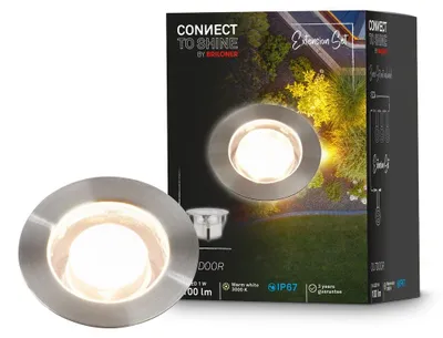 Immagine prodotto di Briloner Faretto da incasso a terra per esterni Ø4,5cm rotondo 1W 100lm 3000K bianco caldo IP67 acciaio inox - Luce da incasso a terra giardino terrazza