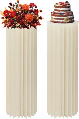 Obrázek produktu pro 2 kusy kartonový stojan na květiny 100 cm sada s PVC deskami svatební váza na květinu pro párty dekorace (bílá)
