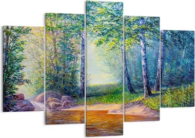 Produktbild von Bild auf Leinwand - Leinwandbild - Wiese Wasser Baum - 150x100cm - Wand Bild - Wanddeko - Leinwanddruck - Bilder - Kunstdruck - Wanddekoration - Leinwand bilder - Wandkunst - EA150x100-4063