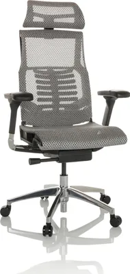 Produktbild von hjh OFFICE High End Bürostuhl POFIT GEN2 Ergonomischer Schreibtischstuhl mit Armlehnen Netzstoff Hellgrau Drehstuhl für Büro, Zuhause