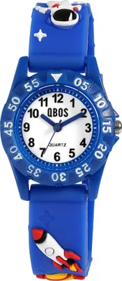 Produktbild von Qbos Kinderuhr mit Silikonband, bunt, Motiv Astronaut, Ø 28 mm
