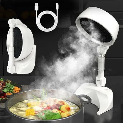 Produktbild von Draagbare, USB-taartafelventilator, draadloze keukenafzuigkap, geschikt voor binnenbarbecues, in hoogte verstelbaar, ventilator.