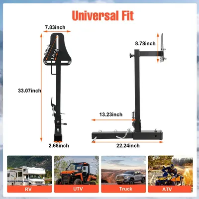 Immagine prodotto di Portaruota di scorta - Portaruota ribaltabile per gancio di traino - Per camper e SUV - Acciaio per carichi pesanti - Compatibile con ganci da 5 cm - Capacità di carico fino a 50 kg
