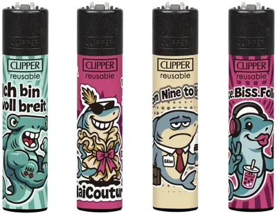 Produktbild von Clipper Feuerzeuge 4er Set Haie
