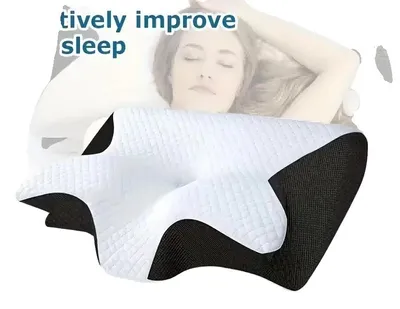 Obrázek produktu pro Polštáře z paměťové pěny, ergonomický design, vlnitý tvar, ČERNÁ BÍLÁ