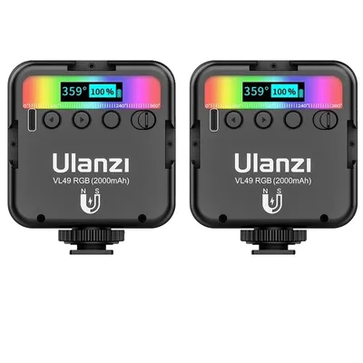 Zdjęcie produktu dla Oświetlenie wideo LED RGB, regulowana temperatura barwowa, kompaktowa i przenośna konstrukcja, 2 sztuki VL49