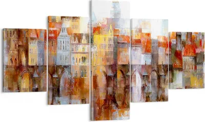 Produktbild von Bild auf Leinwand - Leinwandbild - Stadt Mietshaus - 125x70cm - Wand Bild - Wanddeko - Wandbilder - Leinwanddruck - Bilder - Kunstdruck - Wanddekoration - Leinwand bilder - Wandkunst - EA125x70-3476