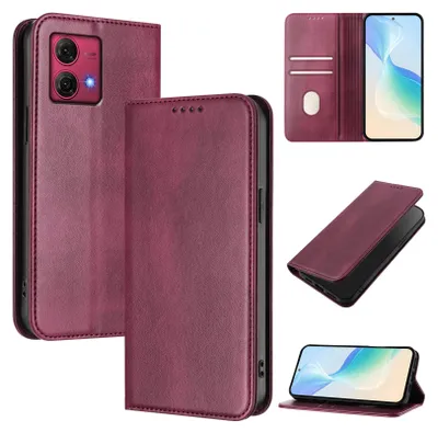 Produktbild von Handyhülle für Motorola Moto G84, Vintage Leder RFID Schutz Kartenfach Standfunktion Magnetische Klapphülle Rot