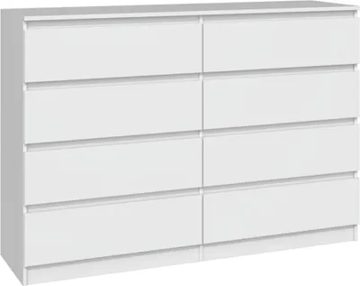 Obrázek produktu pro VBChome Komoda s 8 zásuvkami 140 x 40 x 97 cm Bílá Bezúchytková komoda Víceúčelová skříňka do předsíně Ložnice Obývací pokoj Dětský pokoj Moderní